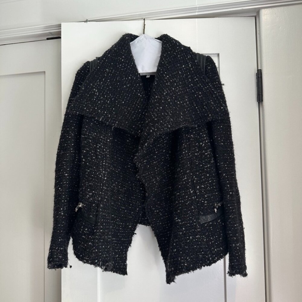 IRO Tweed Moto Jacket with Leather Detail